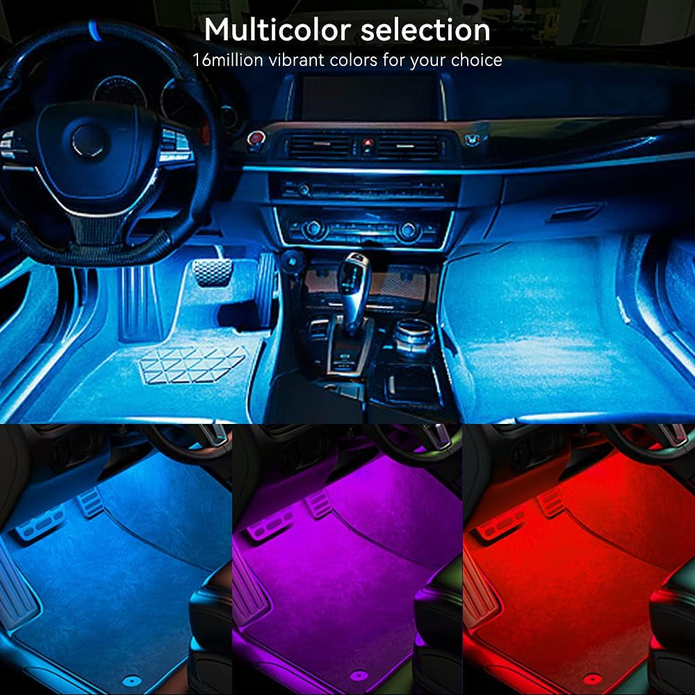 Car Underglow Lights Led Strip Lights for Cars USB with App Control RGB Multicolor Car Interior Lighting 12V Atmosphere Neon Lights Strip LED under Dash Car Lighting Motorcycles Led Lights 2 in 2