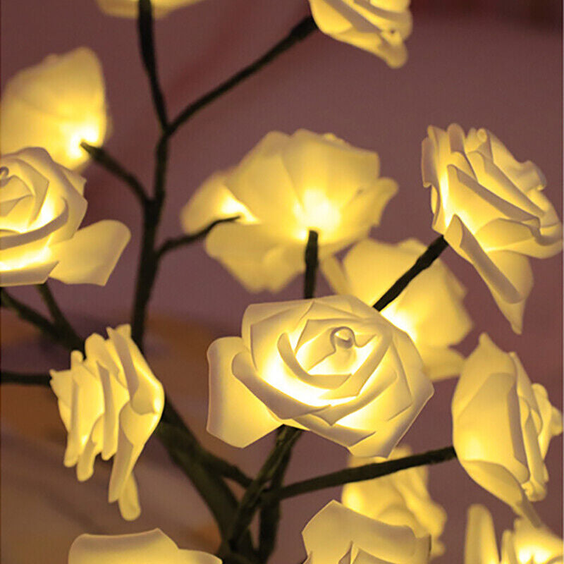 LED Rose Flower Table Lamp USB Christmas Tree Fairy Lights Night Lights Gifts