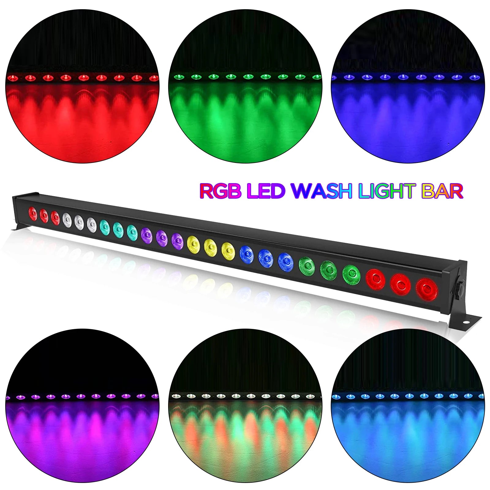 60W RGB 24PCS Leds Wall Washer Light Stage Effect Lighting with Remote Control DMX 512 Sound Control for DJ Concert Party KTV