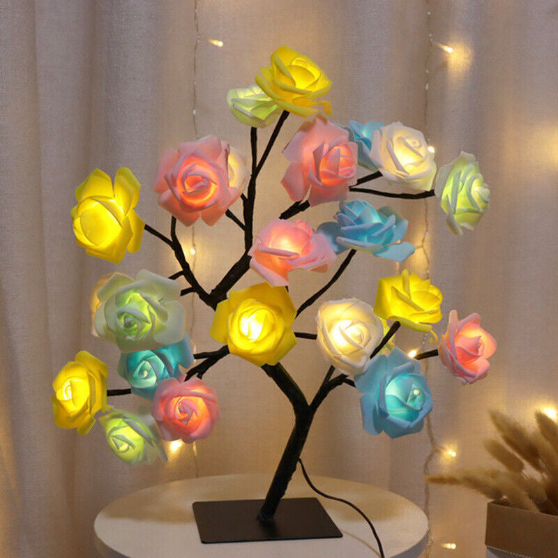 LED Rose Flower Table Lamp USB Christmas Tree Fairy Lights Night Lights Gifts