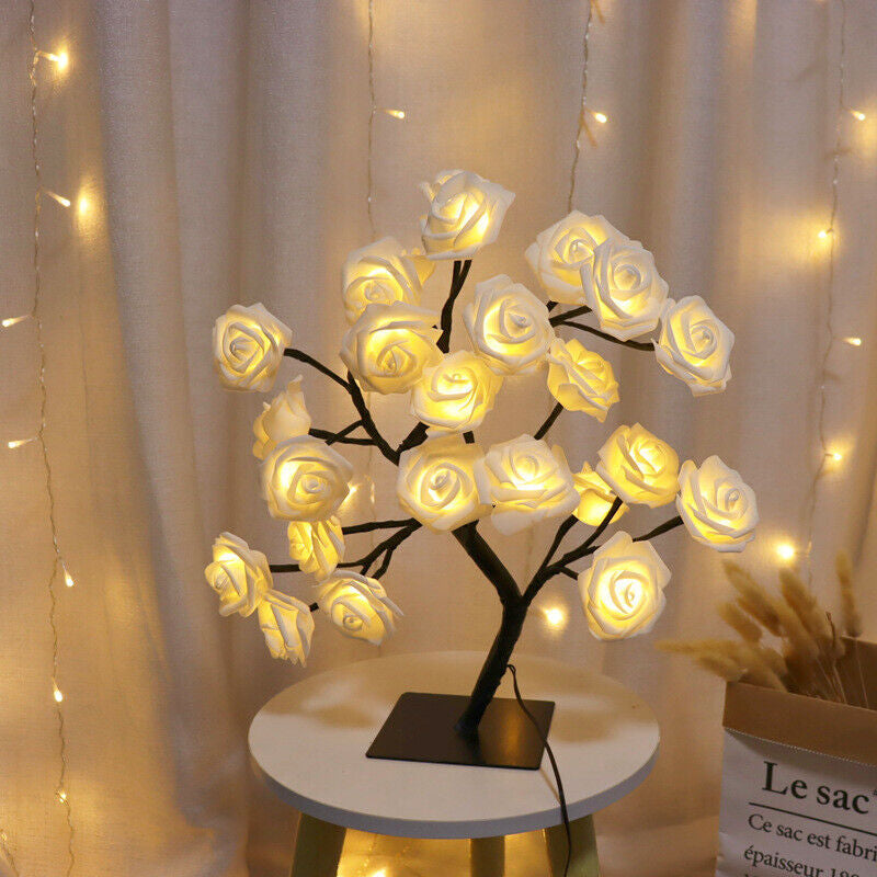 LED Rose Flower Table Lamp USB Christmas Tree Fairy Lights Night Lights Gifts