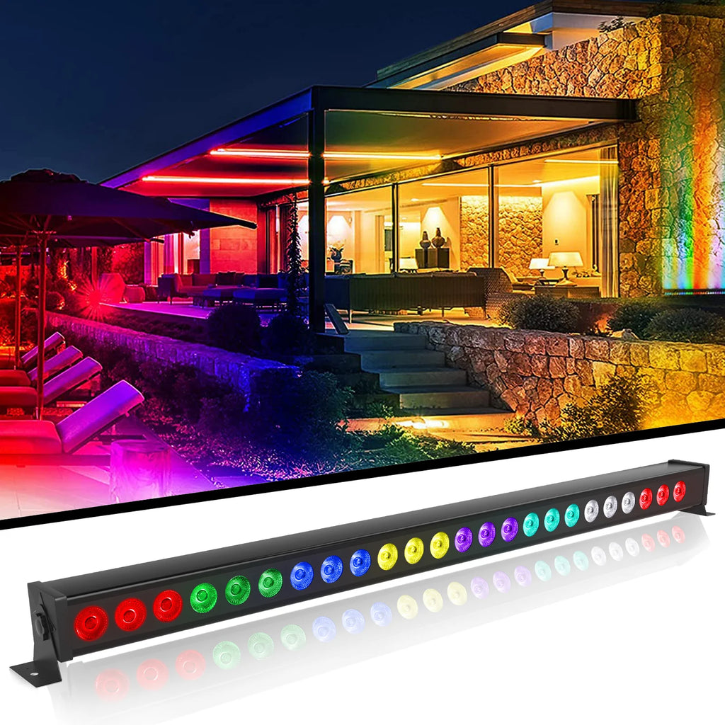 60W RGB 24PCS Leds Wall Washer Light Stage Effect Lighting with Remote Control DMX 512 Sound Control for DJ Concert Party KTV