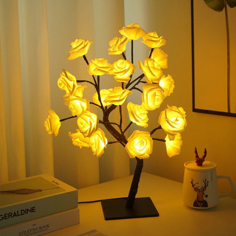 LED Rose Flower Table Lamp USB Christmas Tree Fairy Lights Night Lights Gifts