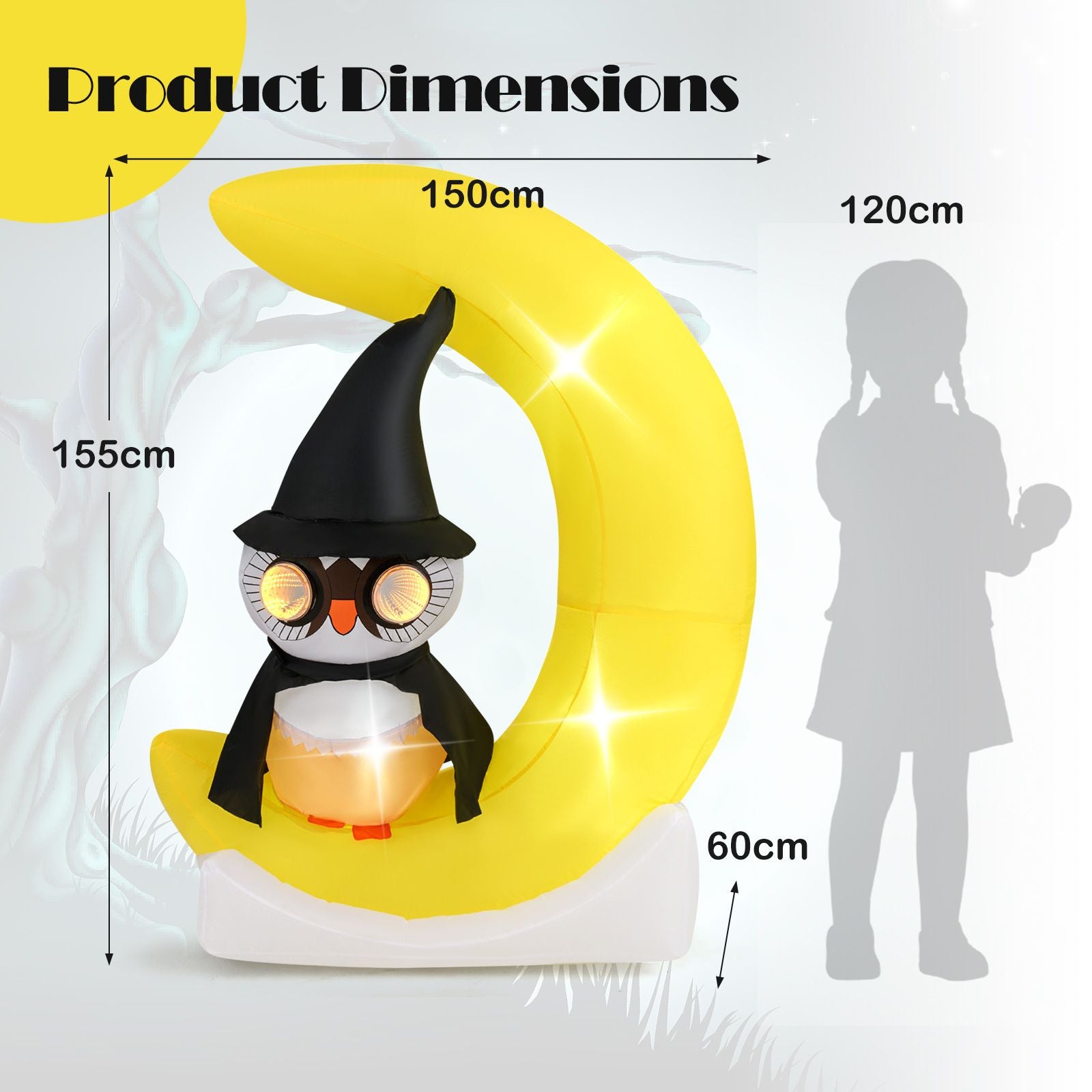 Outdoor Inflatable Halloween Decoration with LED Lights and Stakes