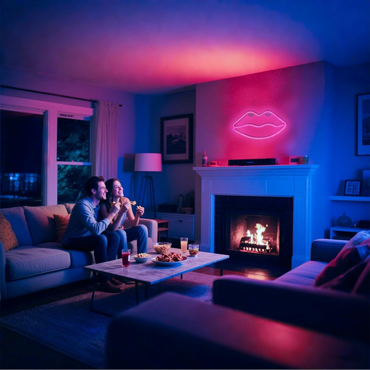 Pink Lip Neon Lights LED Lips Light Neon Signs Battery/Usb Operated Signs Wall Lamps Light up Your Bedroom Party Wedding Bar