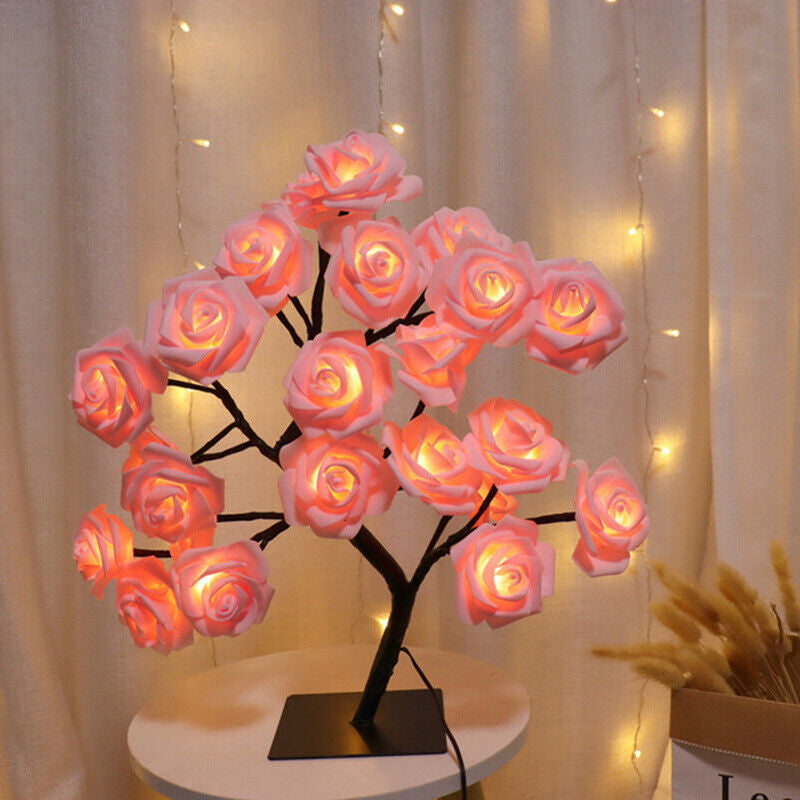 LED Rose Flower Table Lamp USB Christmas Tree Fairy Lights Night Lights Gifts
